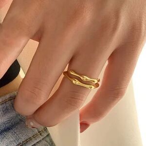 - ⭐️#28 New Gold over 925 Sterling Silver Double Bar Ring